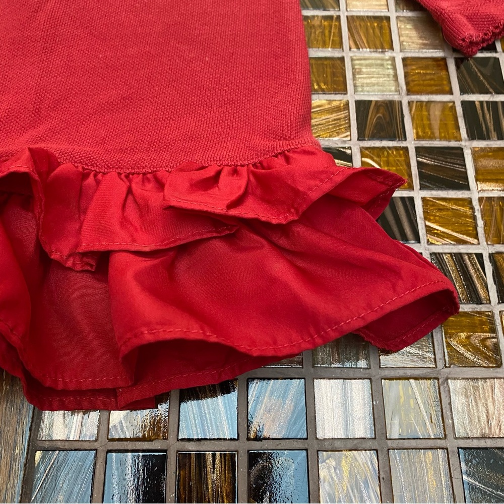 Ralph Lauren Red Ruffle Baby Girl Dress - Picture 3 of 5